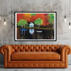 house over the lake painting