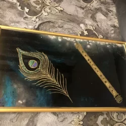 feather and flute krishna painting