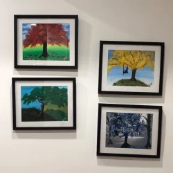 The 4 colorful Tree Painting Set