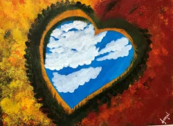 Mesmerizing Heart Lake Acrylic Painting