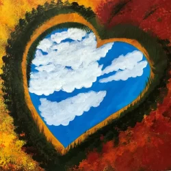Mesmerizing Heart Lake Acrylic Painting