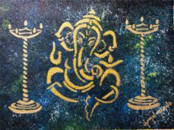 blue golden ganesha