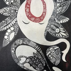 ganesha painting in white and black