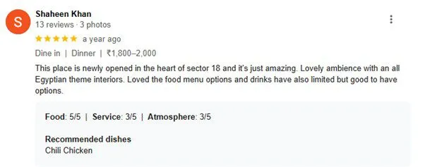review for egypt restaurant