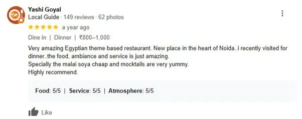 review for egypt restaurant