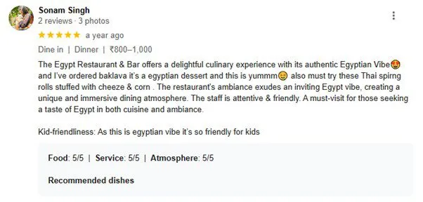 review for egypt restaurant