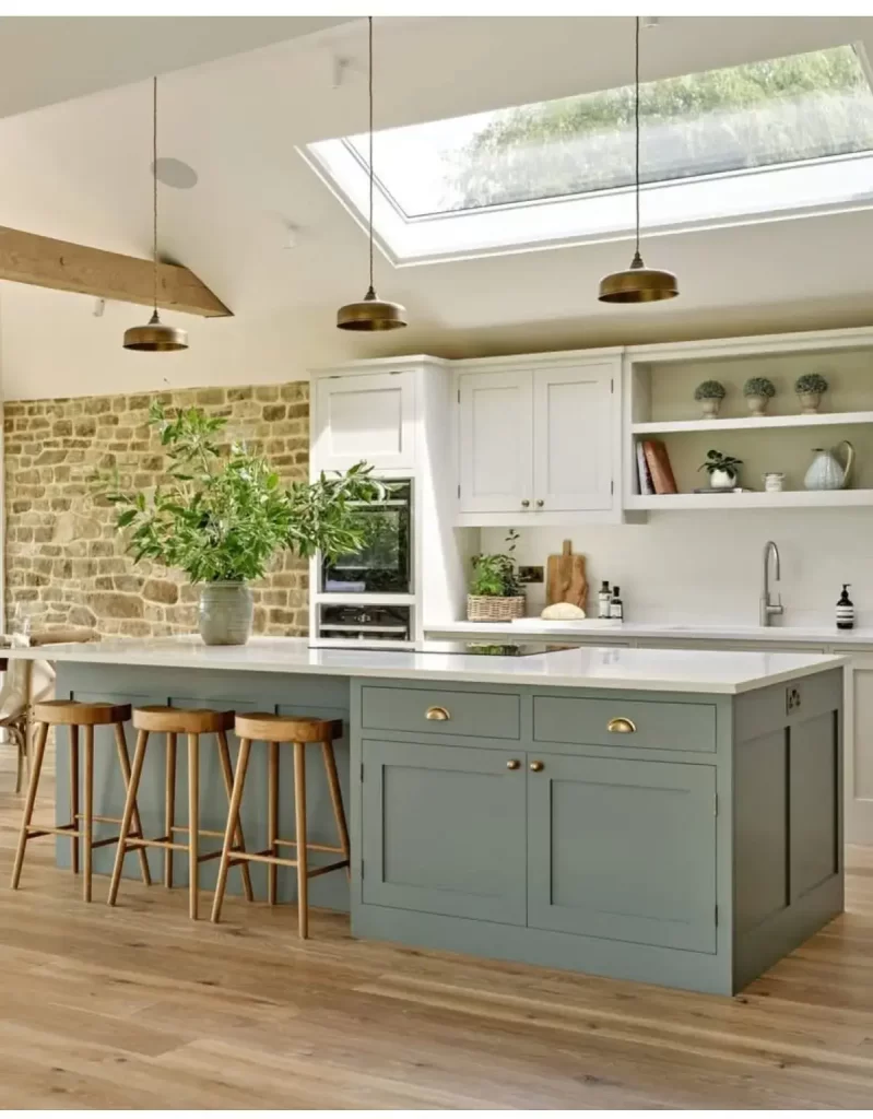 sage green with with kitchen