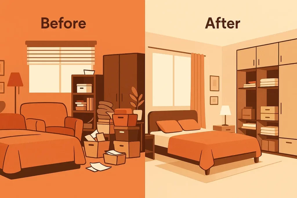 overcroding the space with furniture