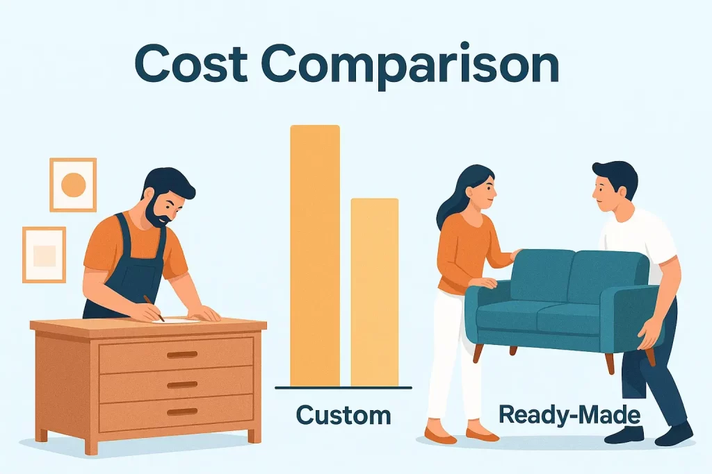 cost comparision between custom vs readymade furniture 