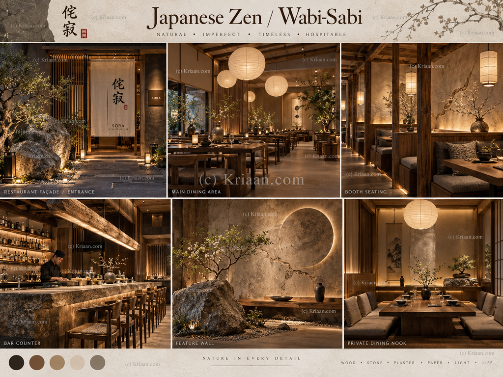 Japanese Zen & Wabi-Sabi Restaurant Design